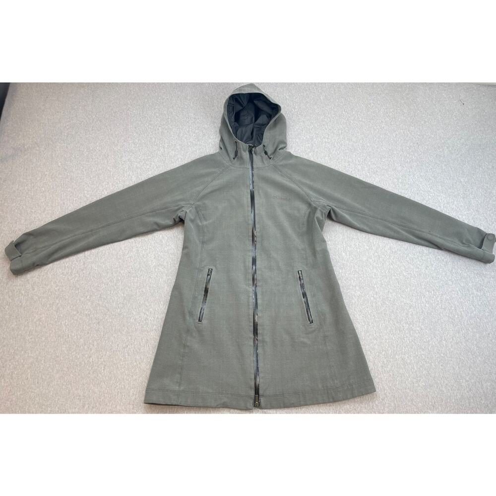 Columbia Jacket Womens Large Gray Plaid Performance Stretch Hooded Full Zip